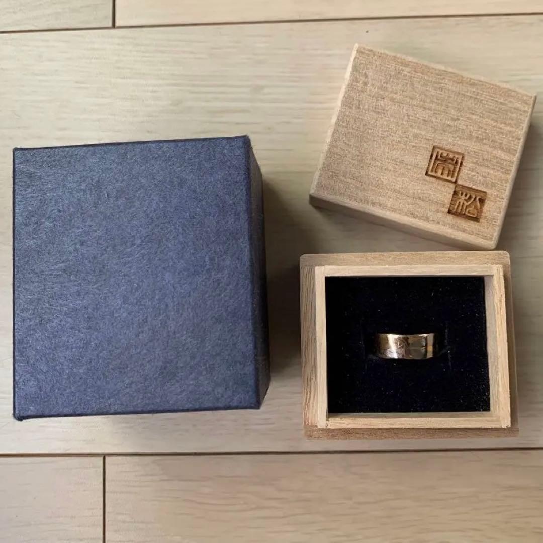 温泉　市松　18金リング　k18 ブラックゴールド　2トーン