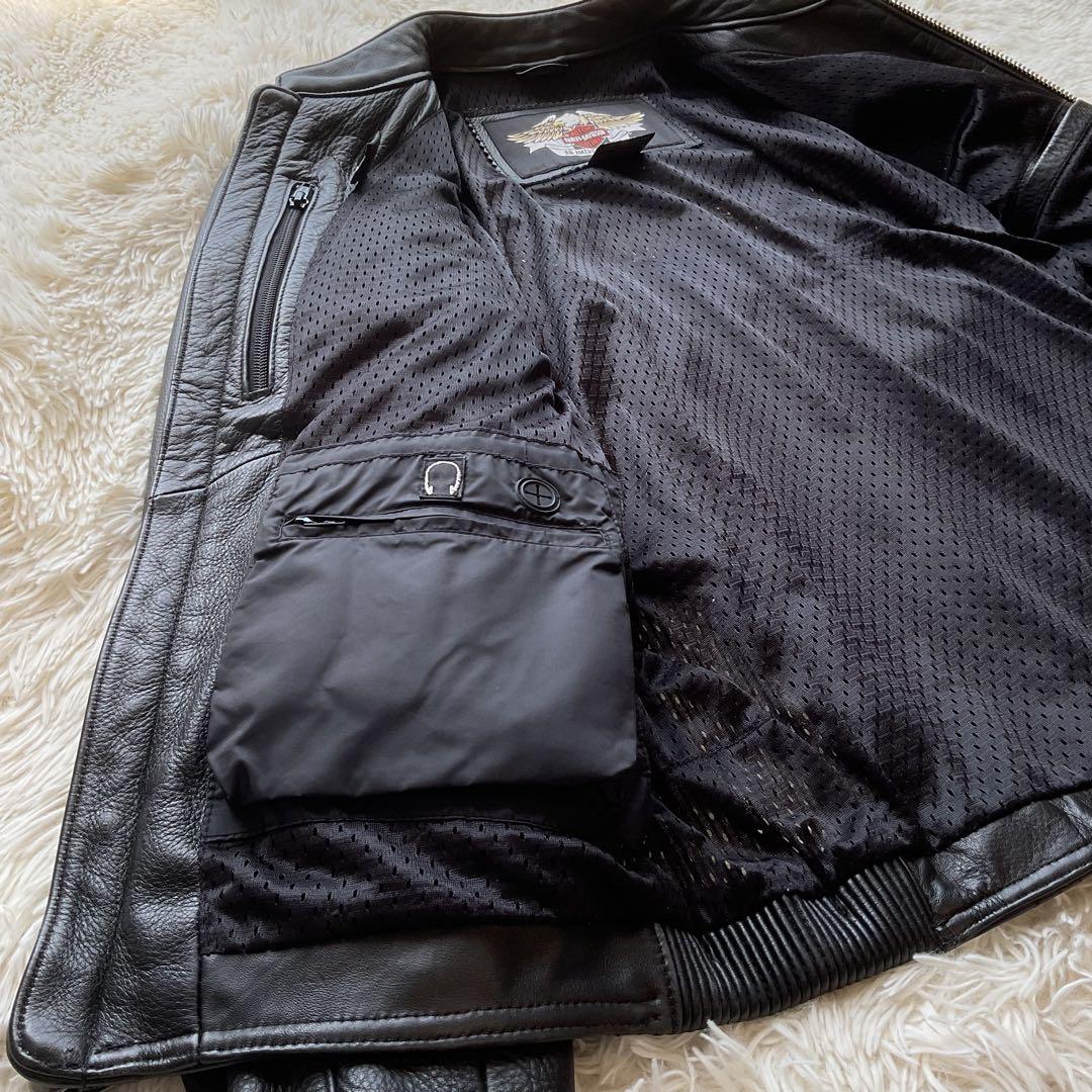 美品✨ハーレーダビッドソン　レザージャケット　シングルライダース　M 黒　現行