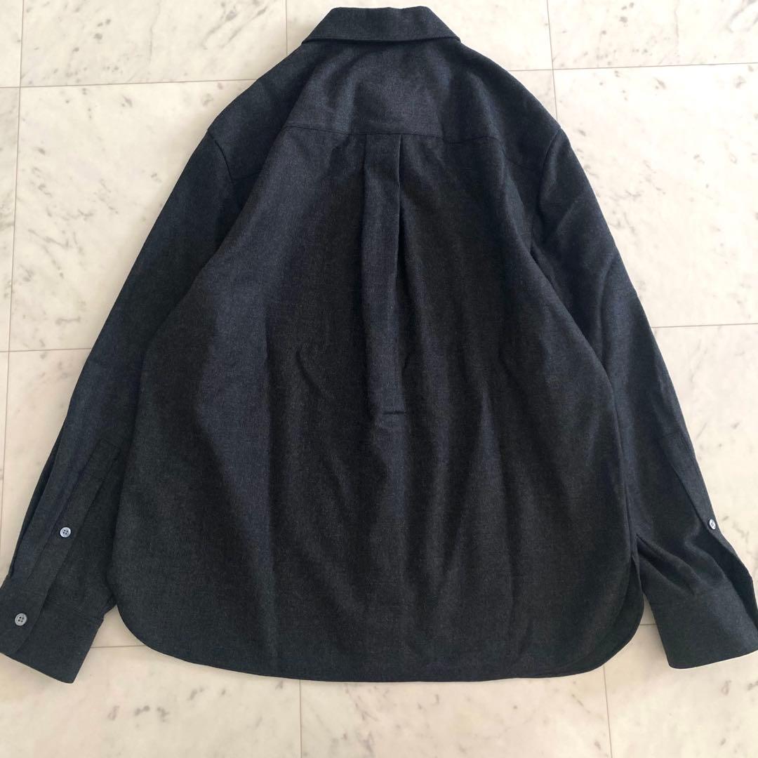 極美品 セオリー フランネルウールシャツ オーバーサイズ チャコール ゆったり