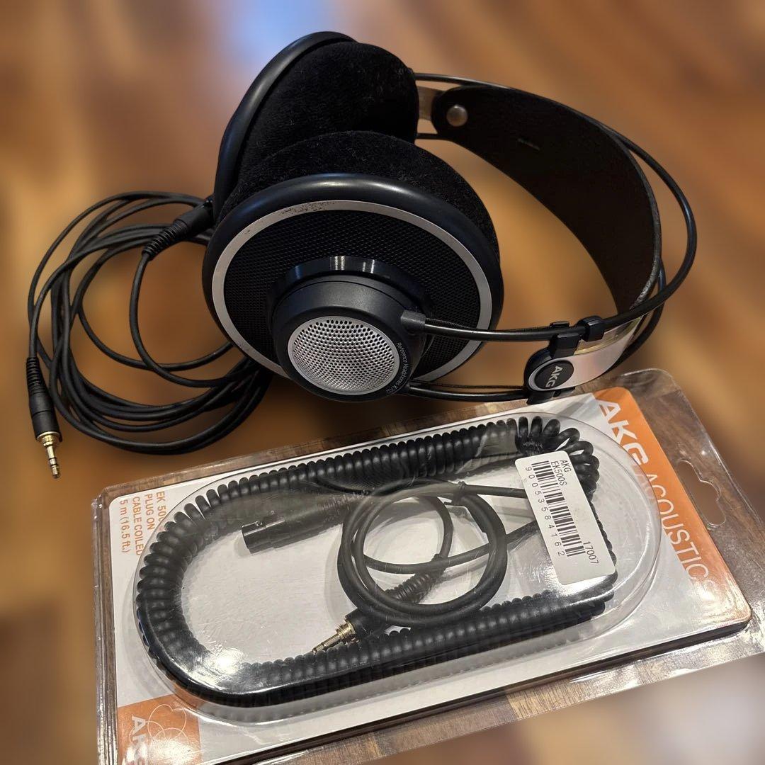 AKG K702 開放型ヘッドホン + 別売カールコード