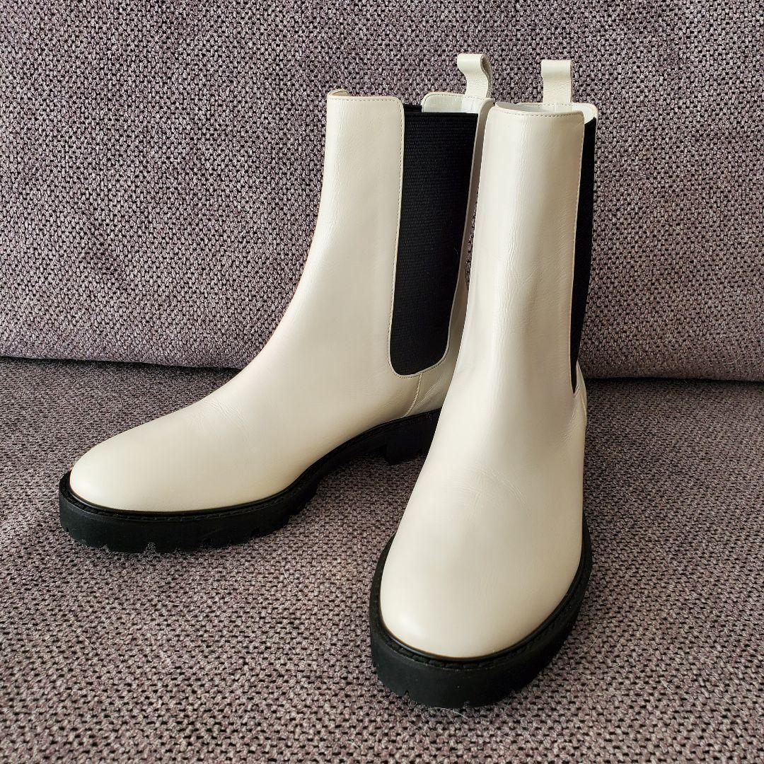 新品◇23区杏さん着用 レザーサイドゴア ブーツ23H アイボリー