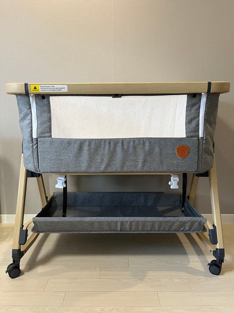 HZDMJ 折りたたみ式ベビーベッド グレー