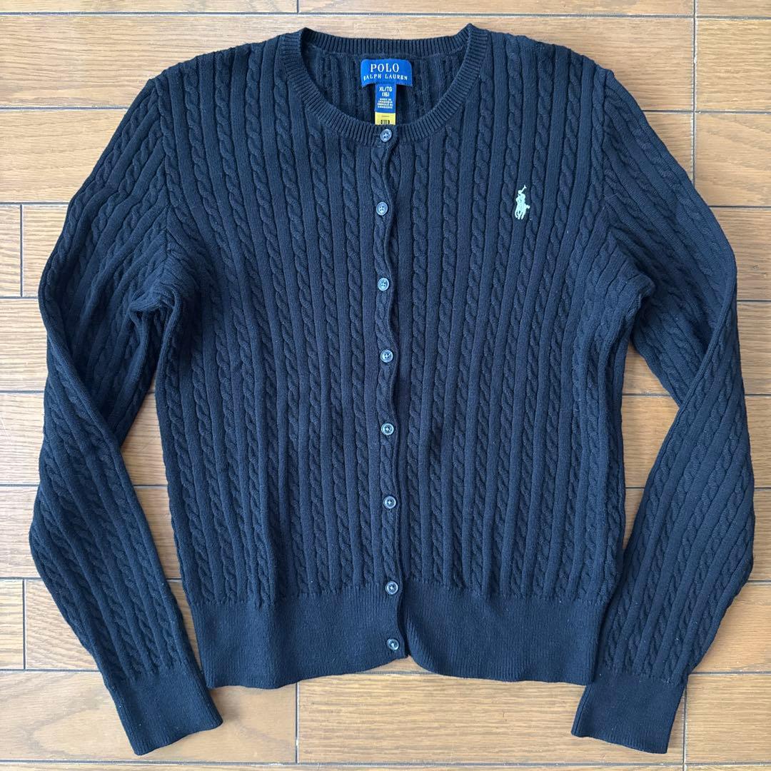 美品 Polo RALPH LAUREN ケーブルカーディガン S相当 ブラック