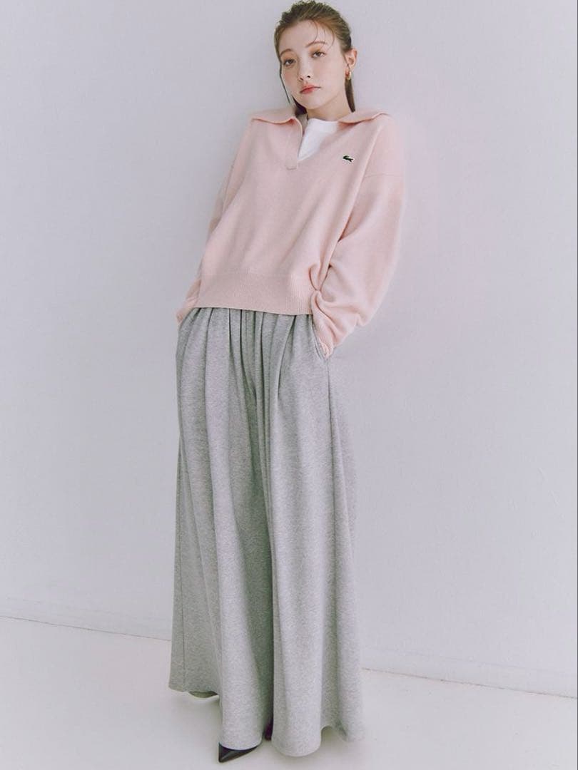 【美品】SNIDEL LACOSTE スキッパーニットプルオーバー LPNK