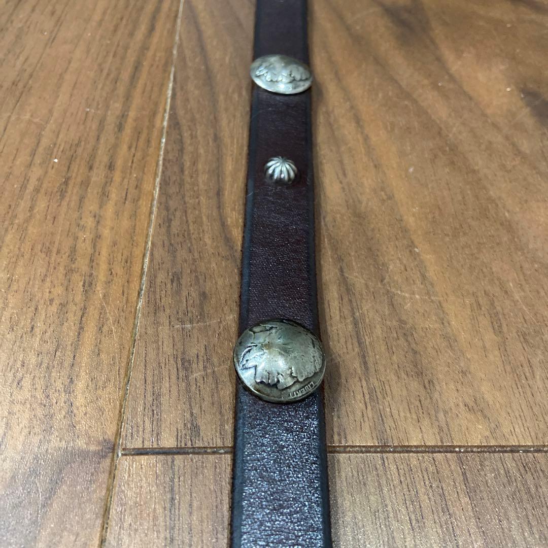 美品 OLD STUD インディアンコンチョ&アポロスタッズ ナローレザーベルト