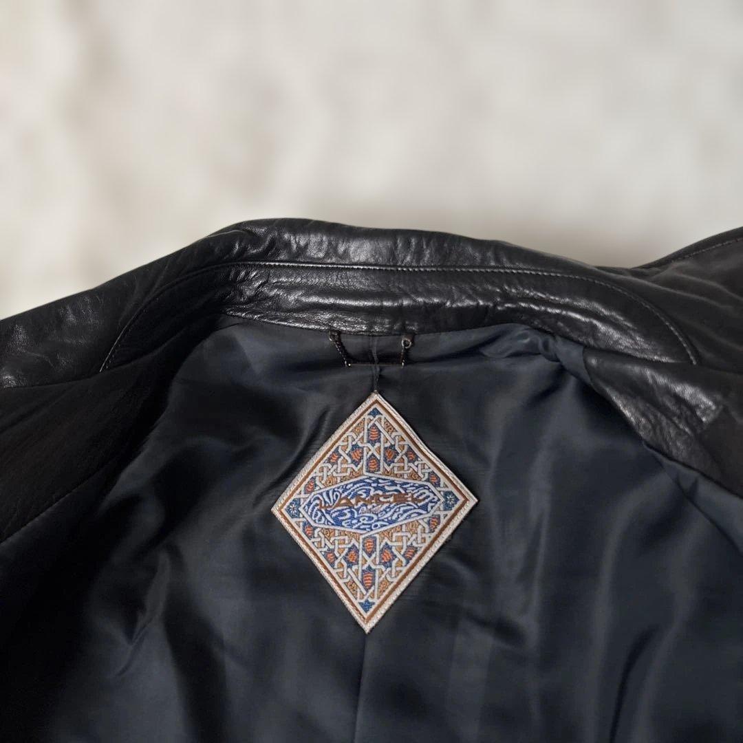 美品【ジャパンピンデージ】LANCEL シングルライダースＬ　黒　ラムレザー