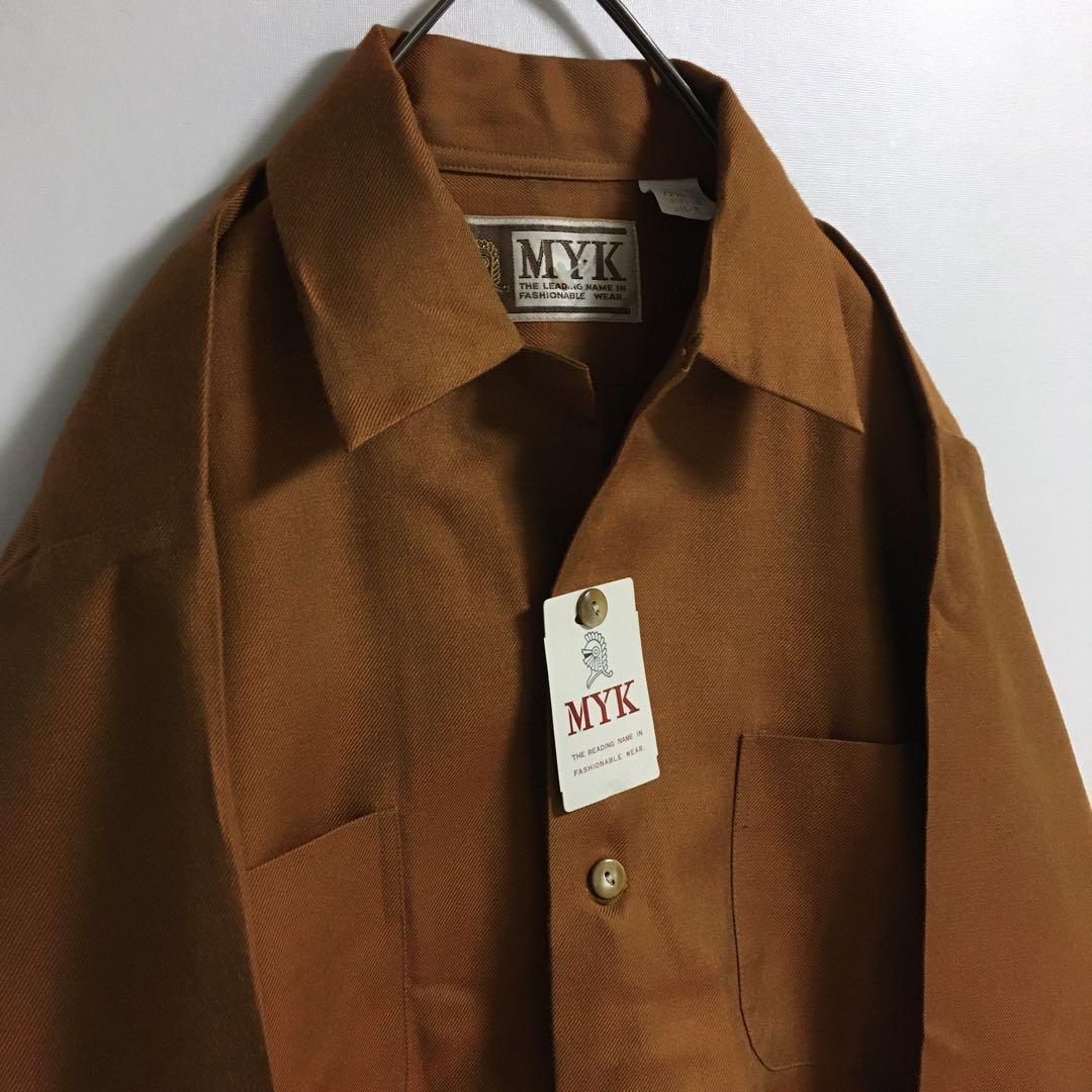 デッドストック 80s〜90s オープンカラーシャツ レアカラー シェルボタン