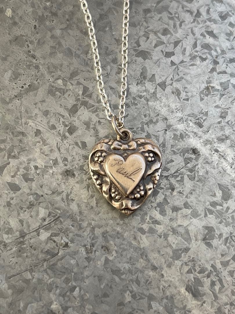 40's 勿忘草 スウィートハートジュエリー ヴィンテージネックレス シルバー