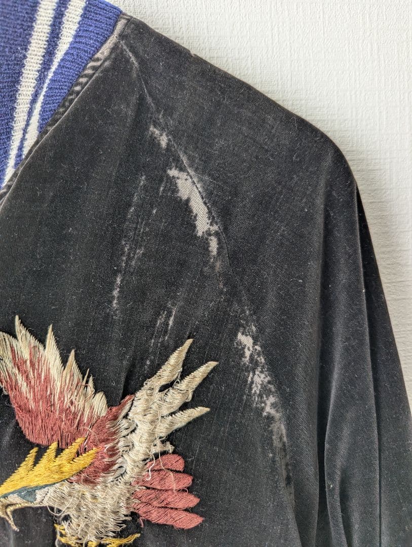 50s~60s スカジャン スーベニアジャケット 別珍 ベロア 黒 ブラック 鷲