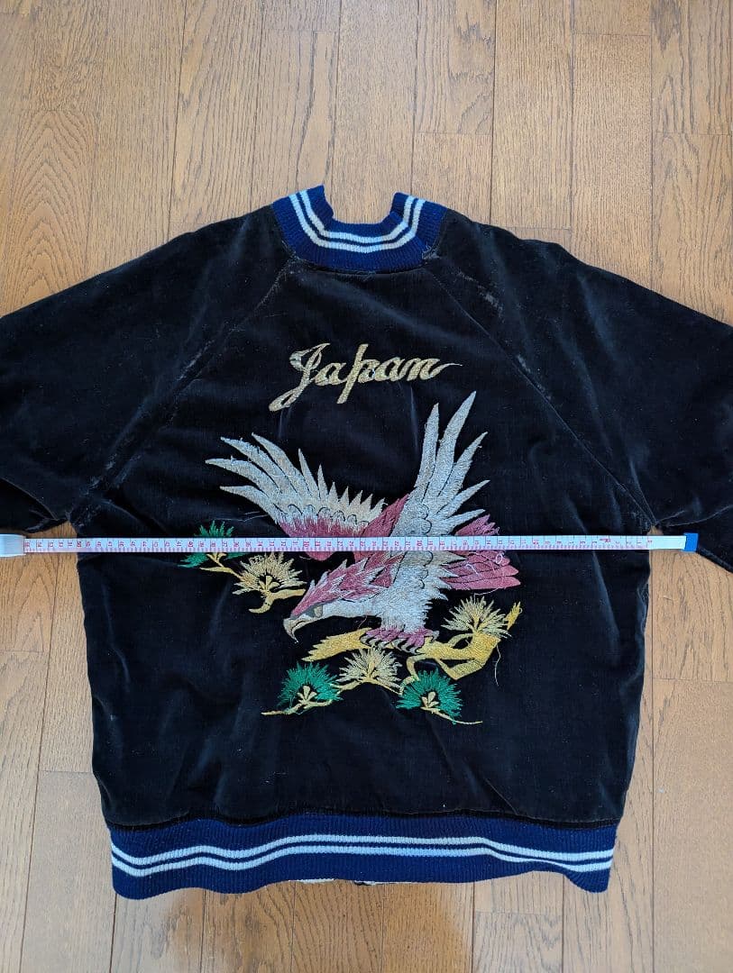 50s~60s スカジャン スーベニアジャケット 別珍 ベロア 黒 ブラック 鷲