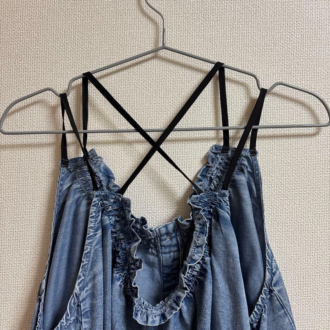ま*り様 新品タグ付 2025新作 シニカル テンセル デニム トップス キャミ