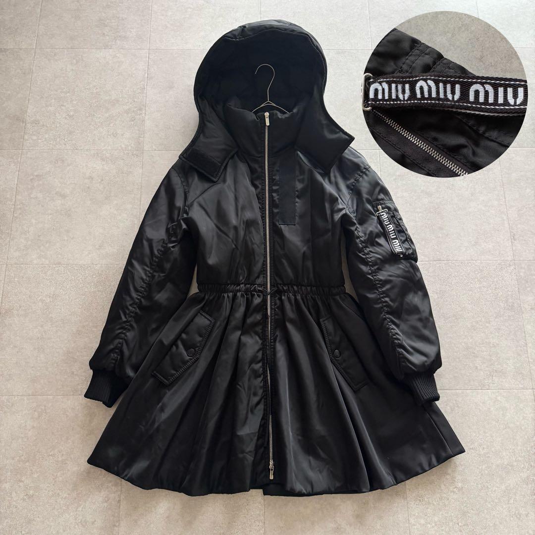ミュウミュウ　MA-1　ボンバー　フレア　ダウンジャケット　38　Y2K　黒