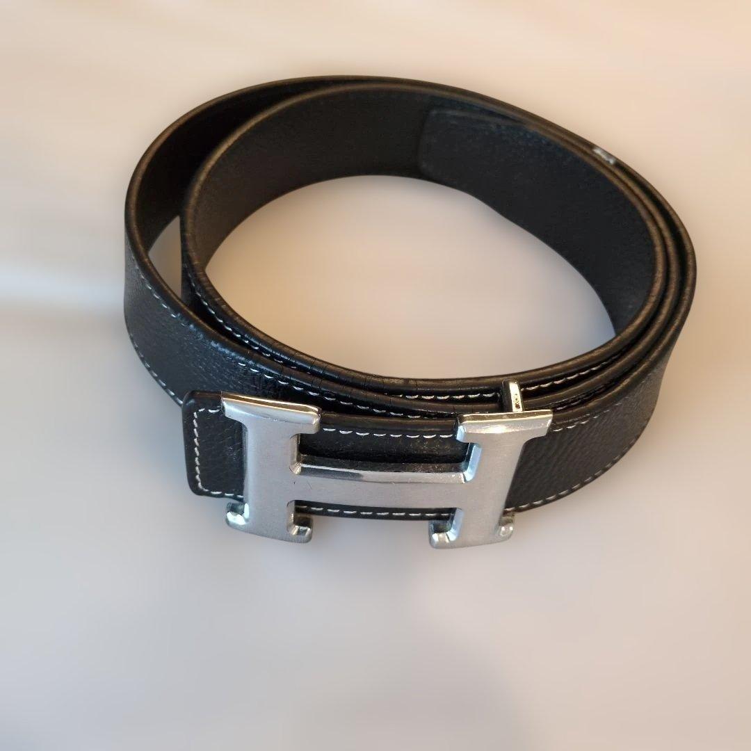 ブラック H型バックル ベルト