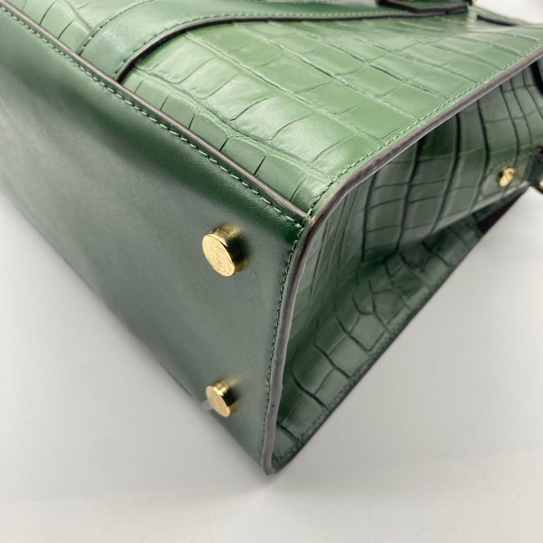 【未使用級】マイケルコース・クロコ型押し・ヌーボーハミルトン・2wayバッグ・緑