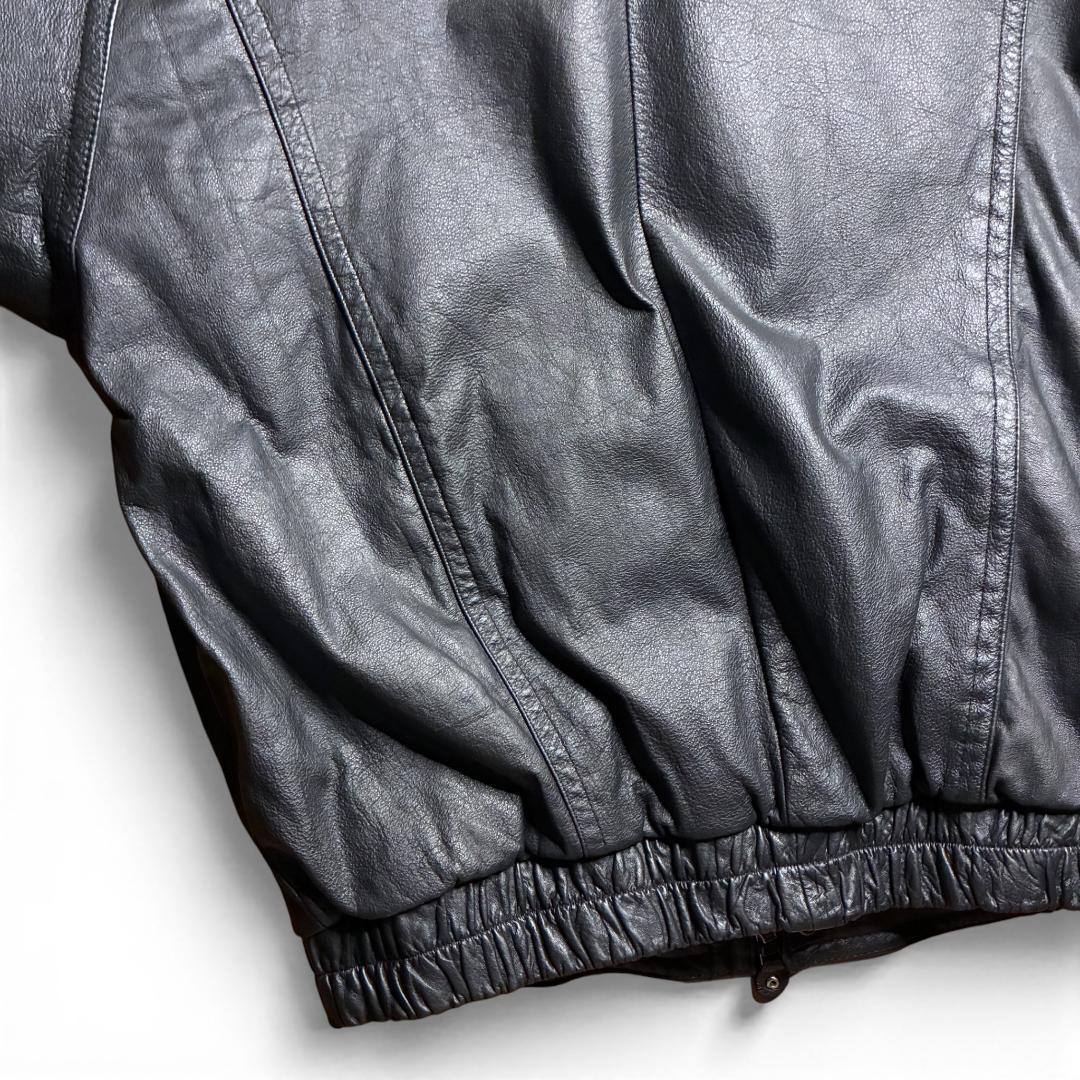 90s レザージャケット 短丈 本革 ブラック L 古着 Y2K 革ジャン 美品