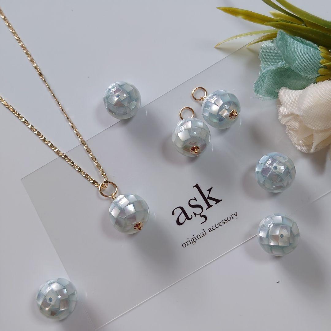 断捨離中ページ》14Kgf❩ モザイクブルーシェルのピアスチャーム