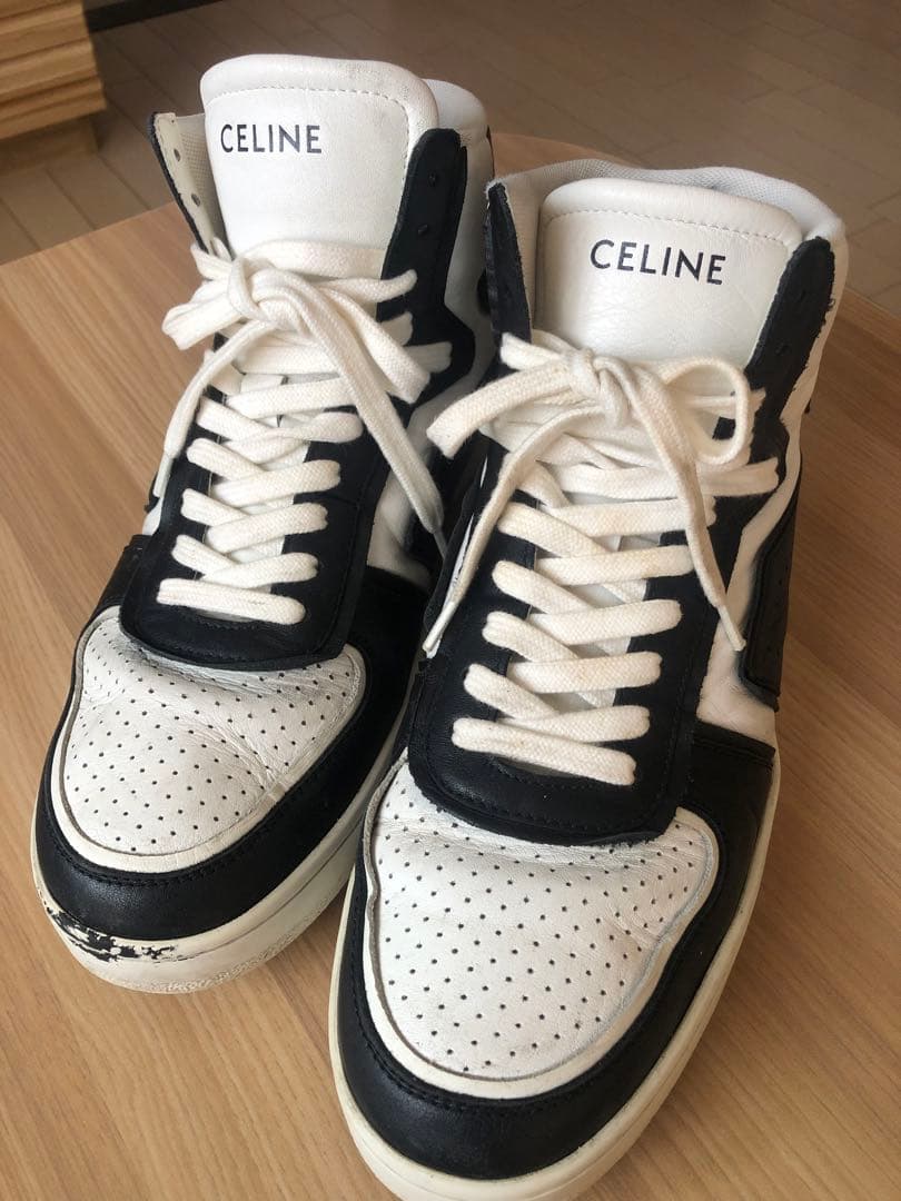 CELINE ハイカットスニーカー ４２ホワイト/ブラック