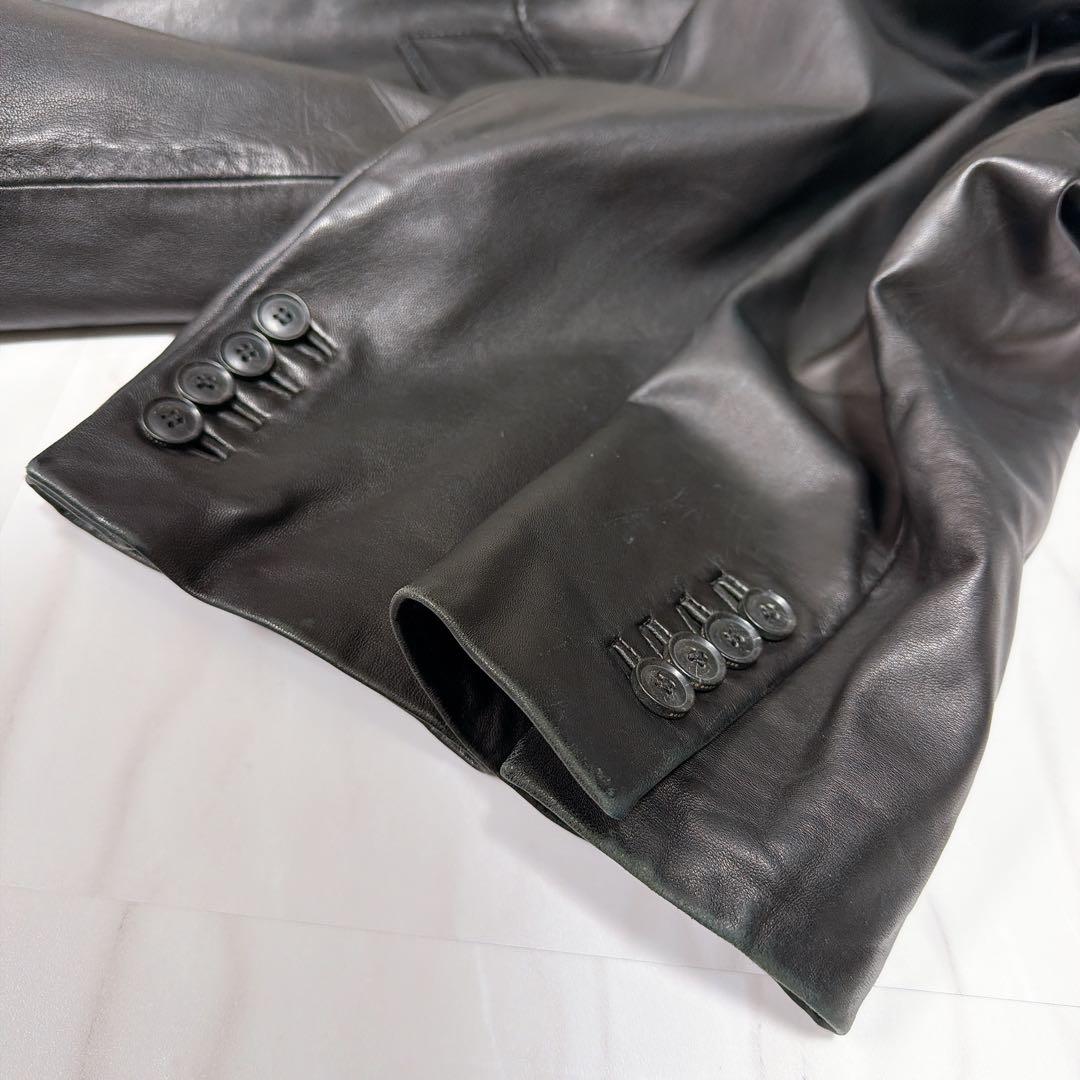 HUGO BOSS レザージャケット 羊革 ラムレザー ブラック 52 XL