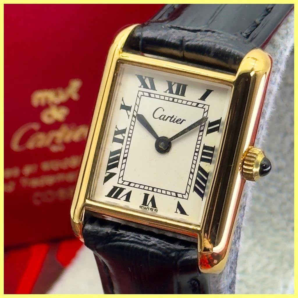 外装新品仕様 カルティエ プレマストタンクSM 手巻時計 A318