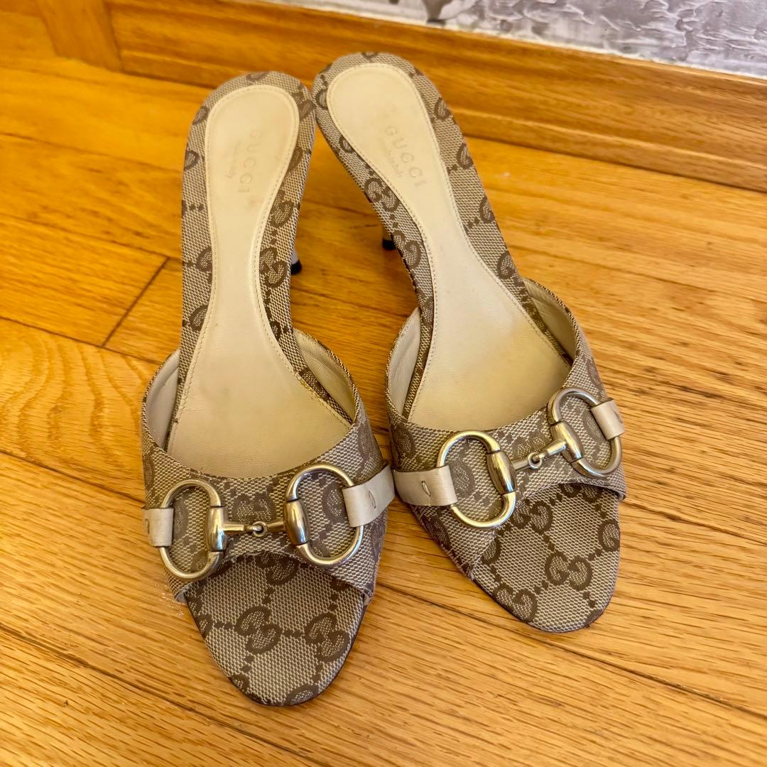 GUCCI サンダル ベージュ 5センチヒール