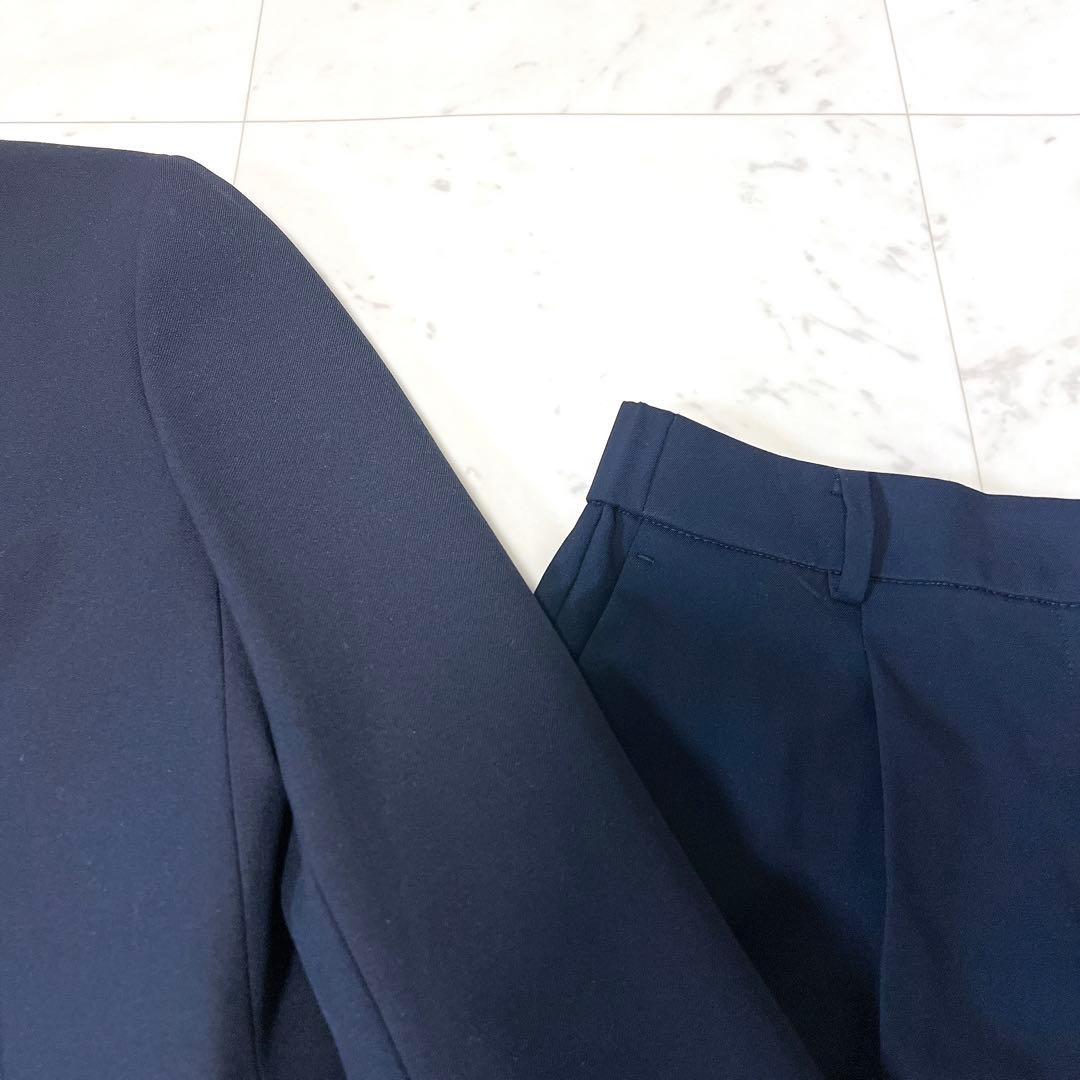 PLST プラステ パンツスーツセットアップ ノーカラー ネイビー Lサイズ