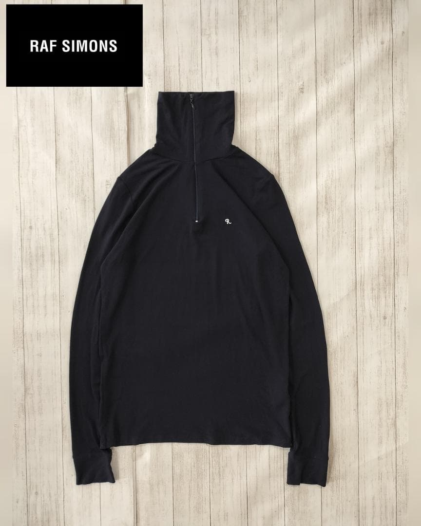 ラフシモンズ04AW/R刺繍ハーフジップジャージーカットソー希少サイズ50/伸縮