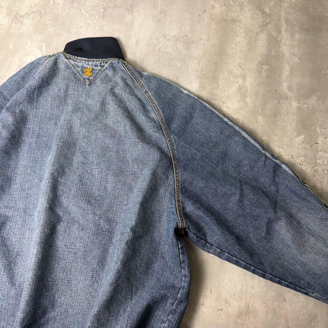 ROCA WEAR 刺繍ロゴ デニム トラックジャケット ブルゾン L ブルー