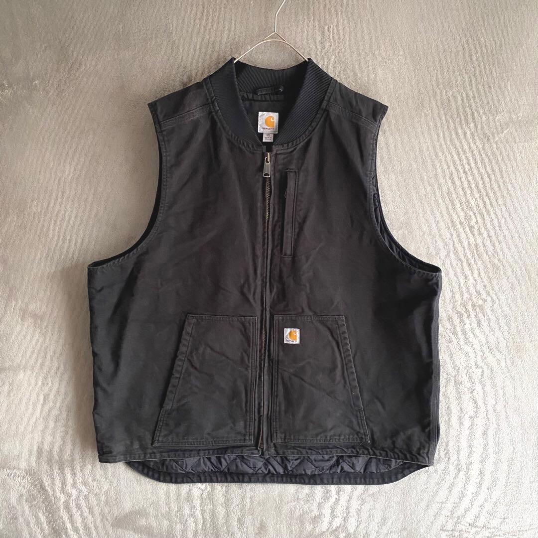 Carhartt ダックベスト 裏キルティング 2XL Tall ブラック