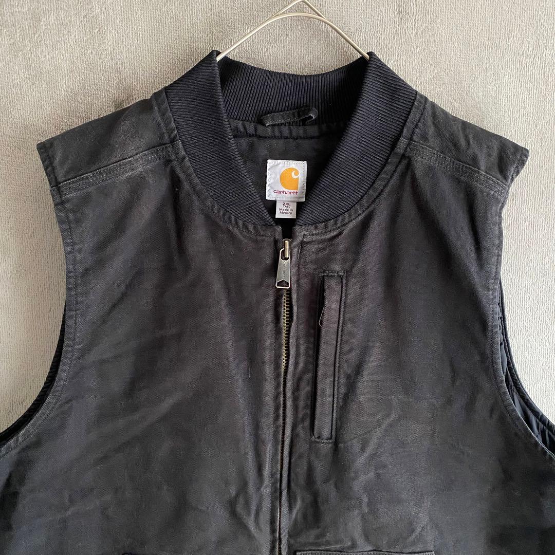 Carhartt ダックベスト 裏キルティング 2XL Tall ブラック
