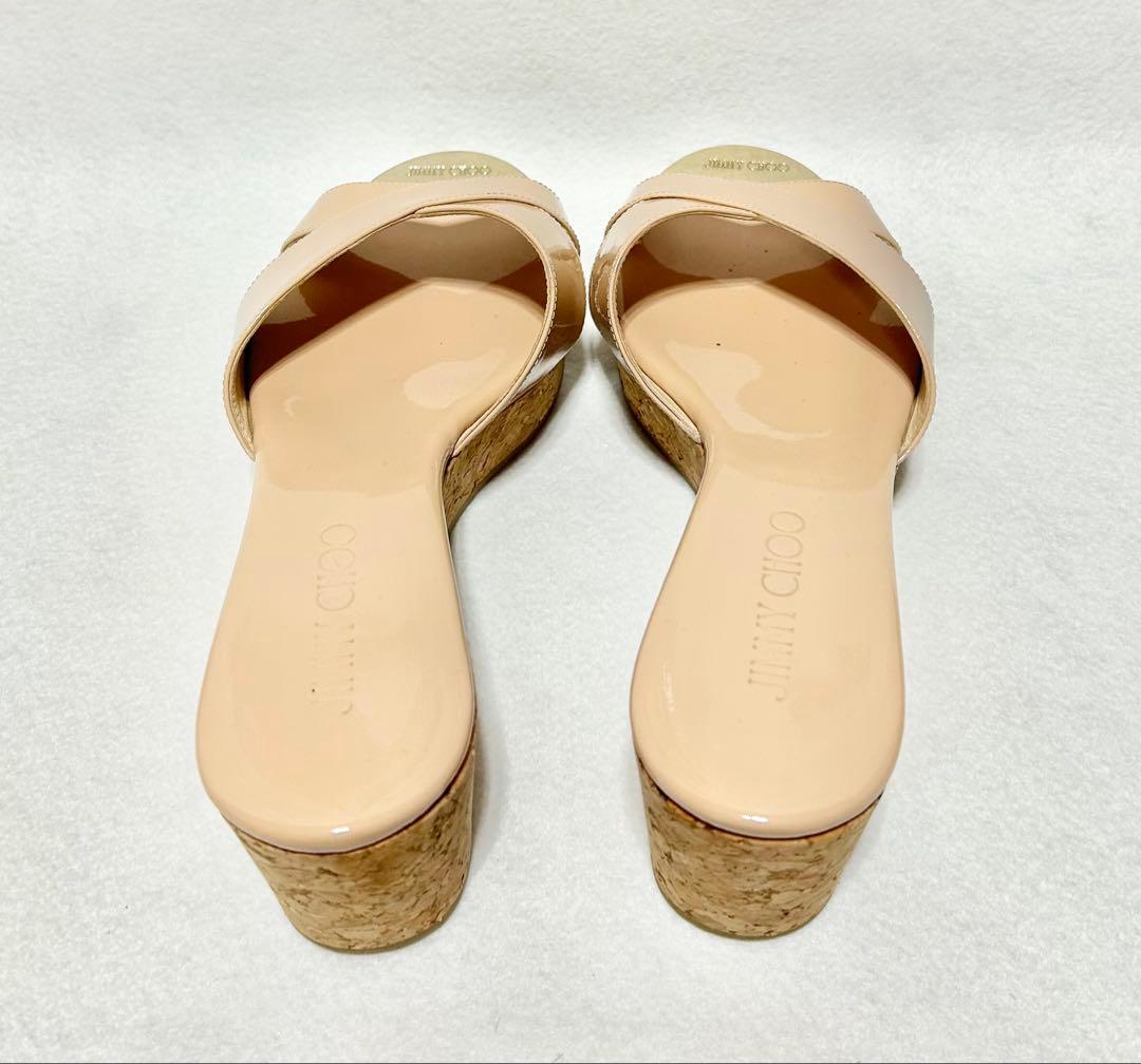 【美品】ジミーチュウ　ミュール　ベージュ　サンダル　コルク　パテント
