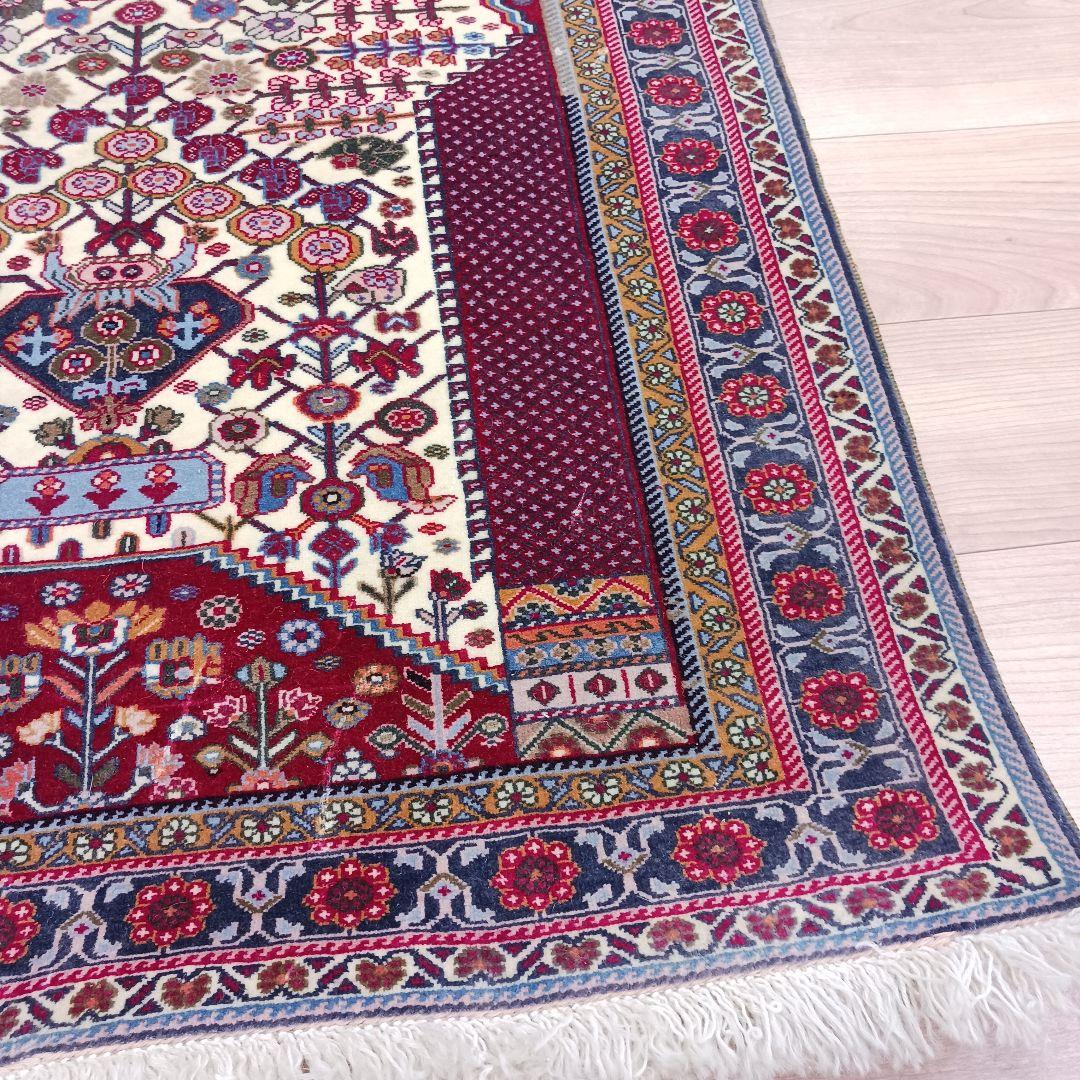 Y2762-1 ペルシャ絨毯 ウール 手織り 122×81㎝ ラグ マット