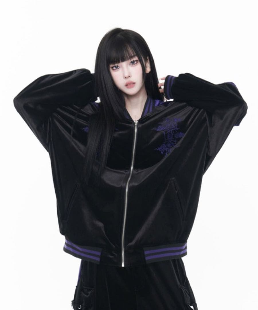 「REFLEM/レフレム」ドラゴン刺繍ベロアスカジャン