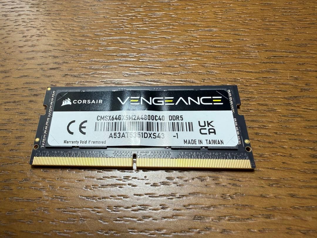 美品VENGEANCE SODIMM DDR5メモリー32GB1枚4800MHz
