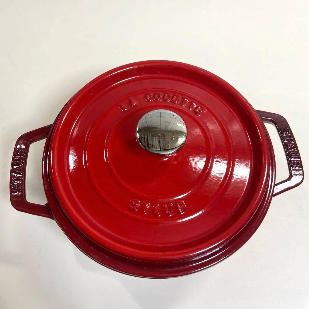 【美品】STAUB ストウブ　ピコココット　ラウンド18cmレッド