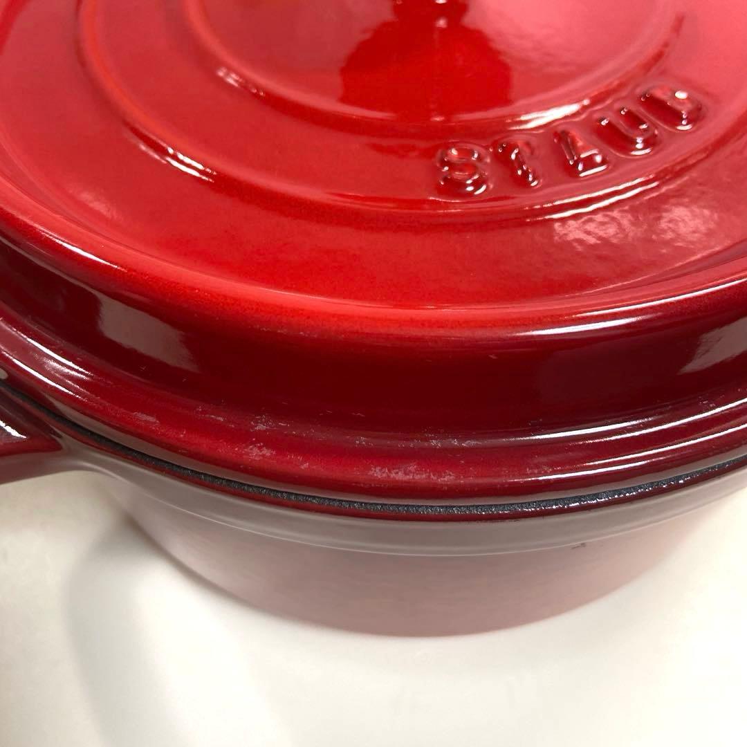 【美品】STAUB ストウブ　ピコココット　ラウンド18cmレッド