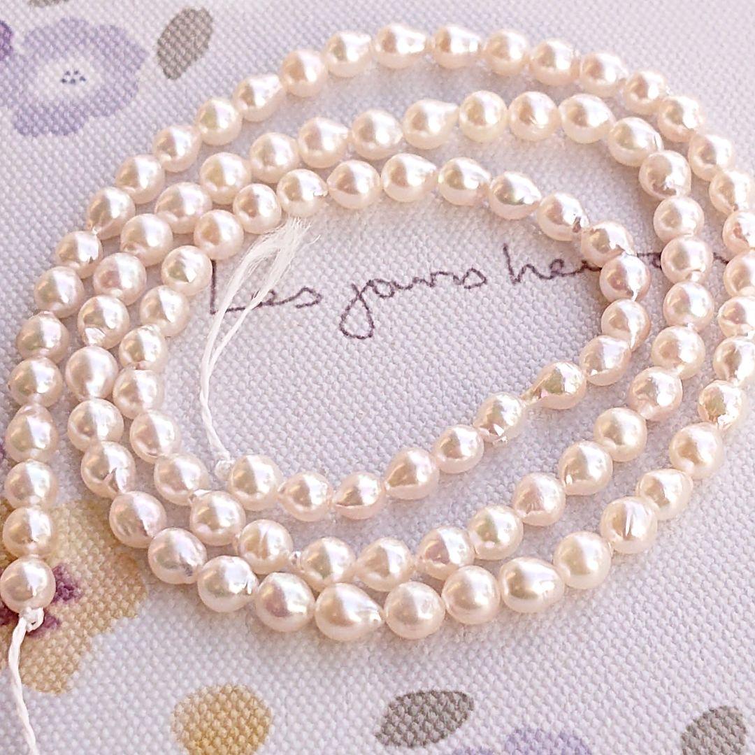 伊勢志摩産あこや真珠　ベビーパール　バロック　一連　ハンドメイド材料　加工不可