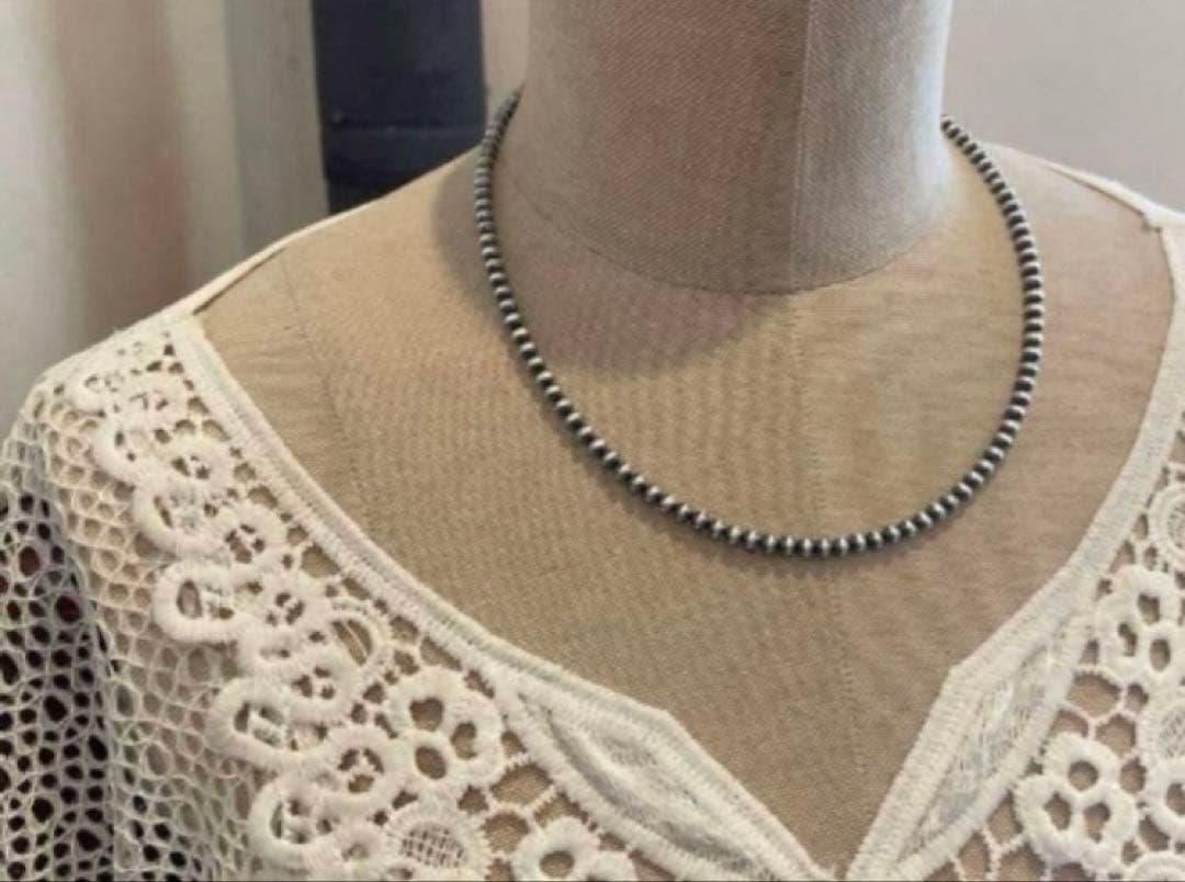 SV925製 ナバホパール 45㎝ 4ミリ　シンプルネックレス　ナバホ