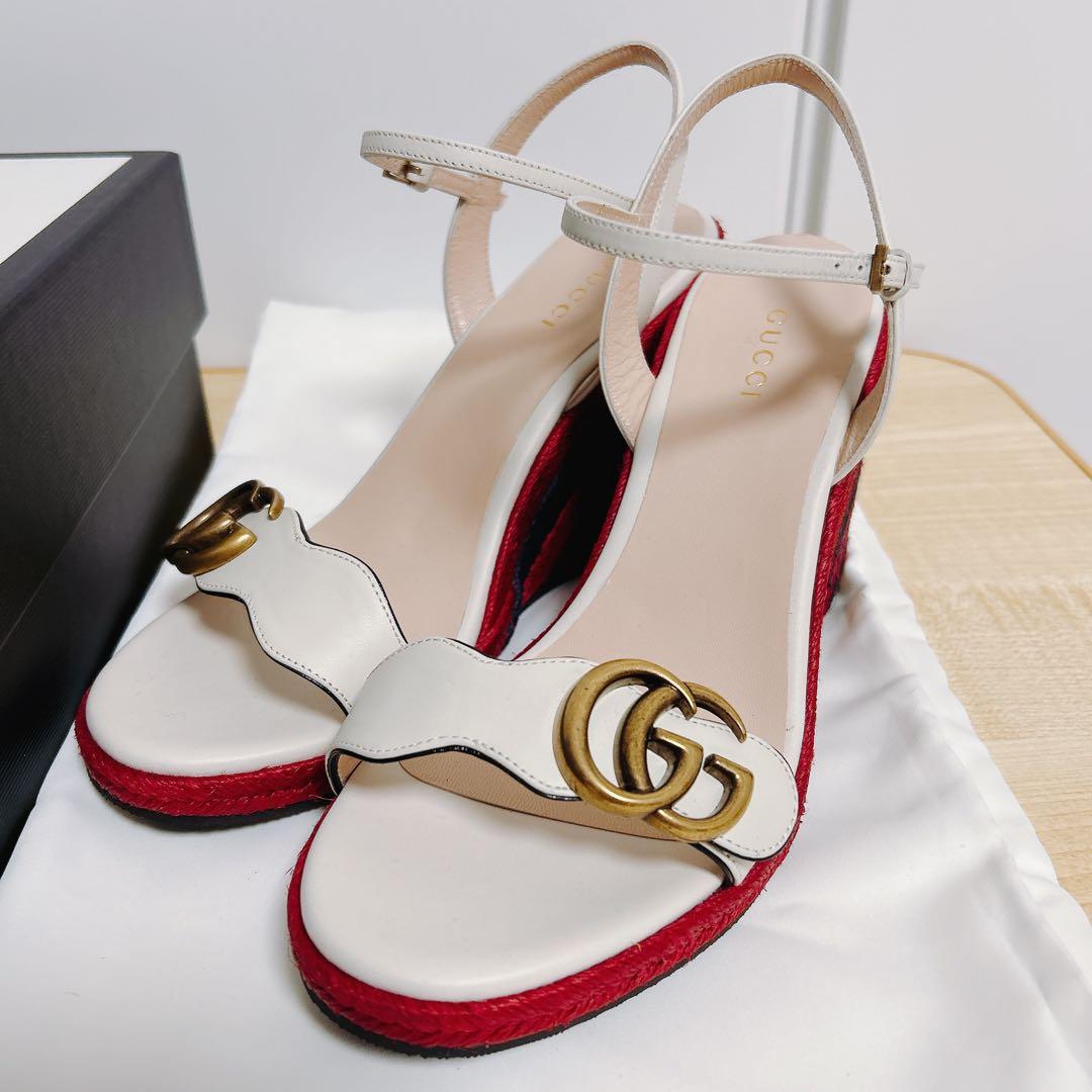 GUCCI ウェッジヒール サンダル White