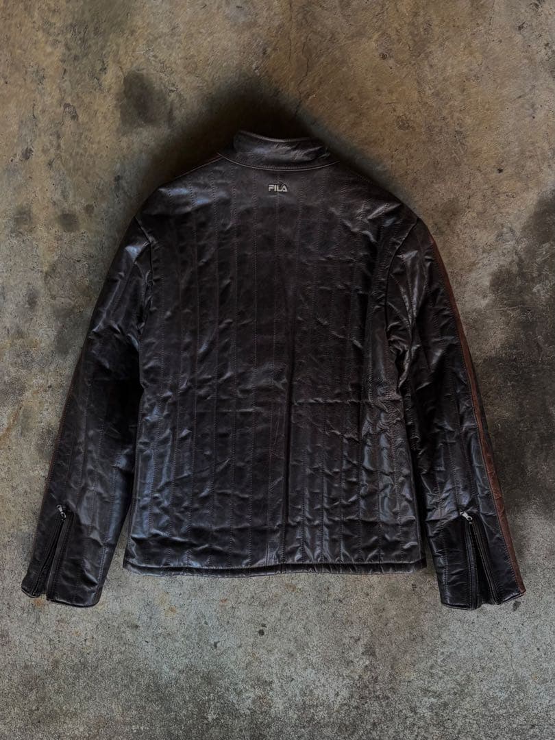 希少 FILA×Ferrari ダークブラウン レザージャケット 90s