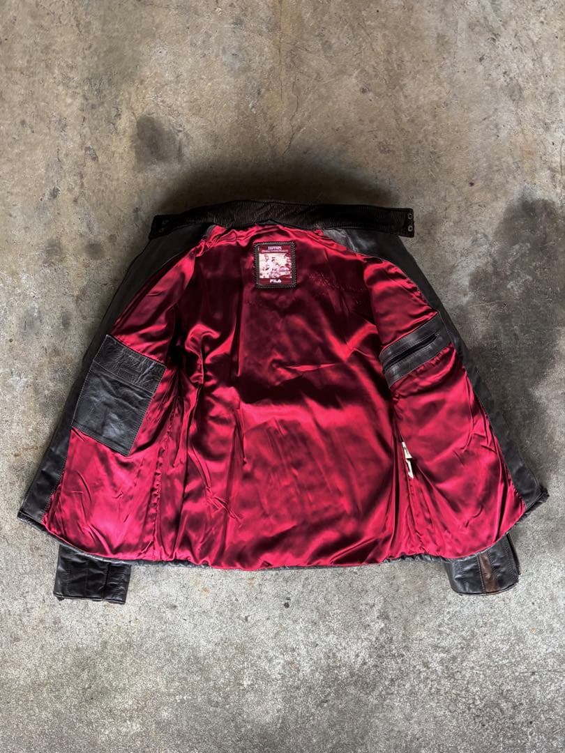 希少 FILA×Ferrari ダークブラウン レザージャケット 90s