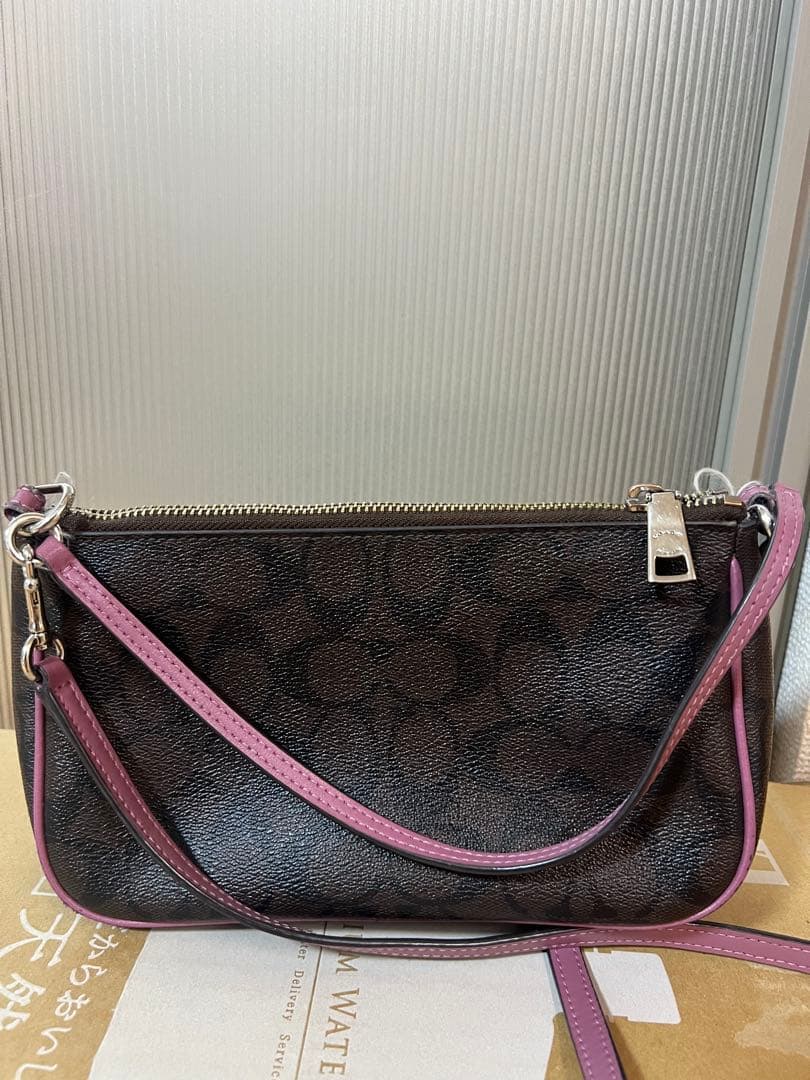 COACH レザーショルダーバッグ ブラック/パープル