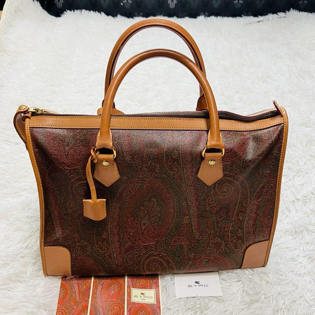 極美品✨ 希少✨ ETRO エトロ ボストンバッグ 鍵付き ペイズリー PVC