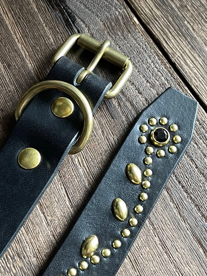 オーダー品　スタッズナローロングベルト　24㎜　 真鍮　フラワー