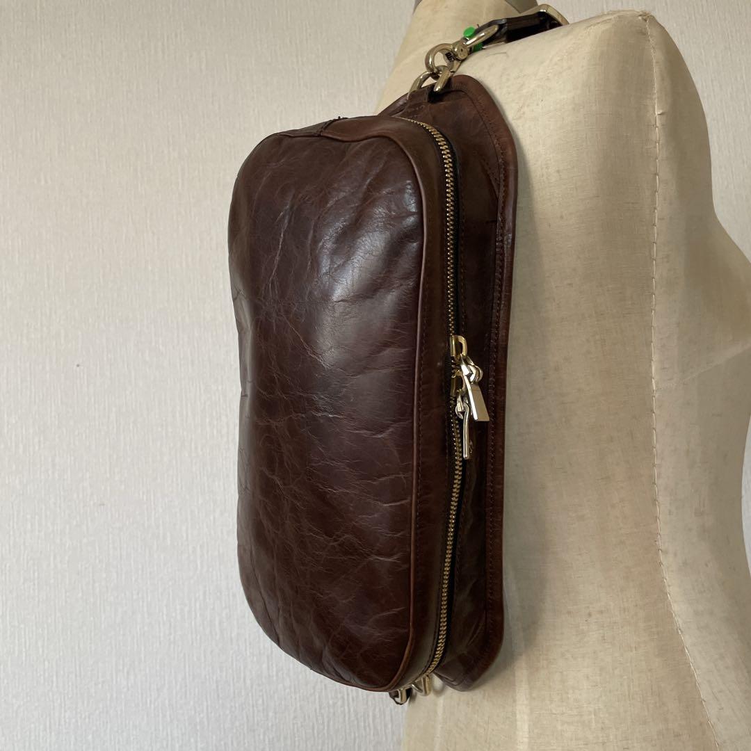 アニアリ Aniary レザーボディバッグ 11-07000 中古ダークブラウン