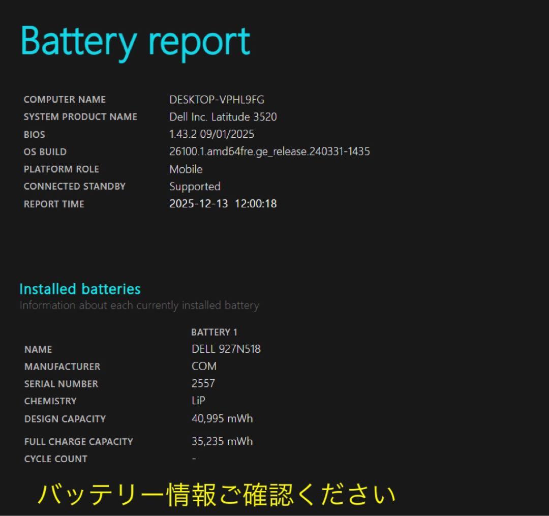 累積1041 DELL Latitude 3520 メモリ16GB office