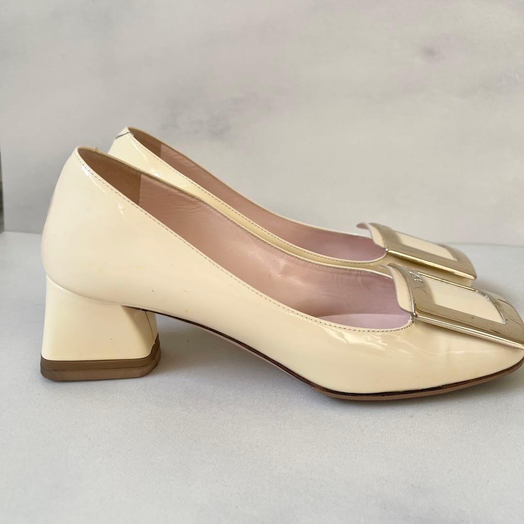 ロジェヴィヴィエ パテント パンプス トレヴィヴィエ チャンキーヒール35.5