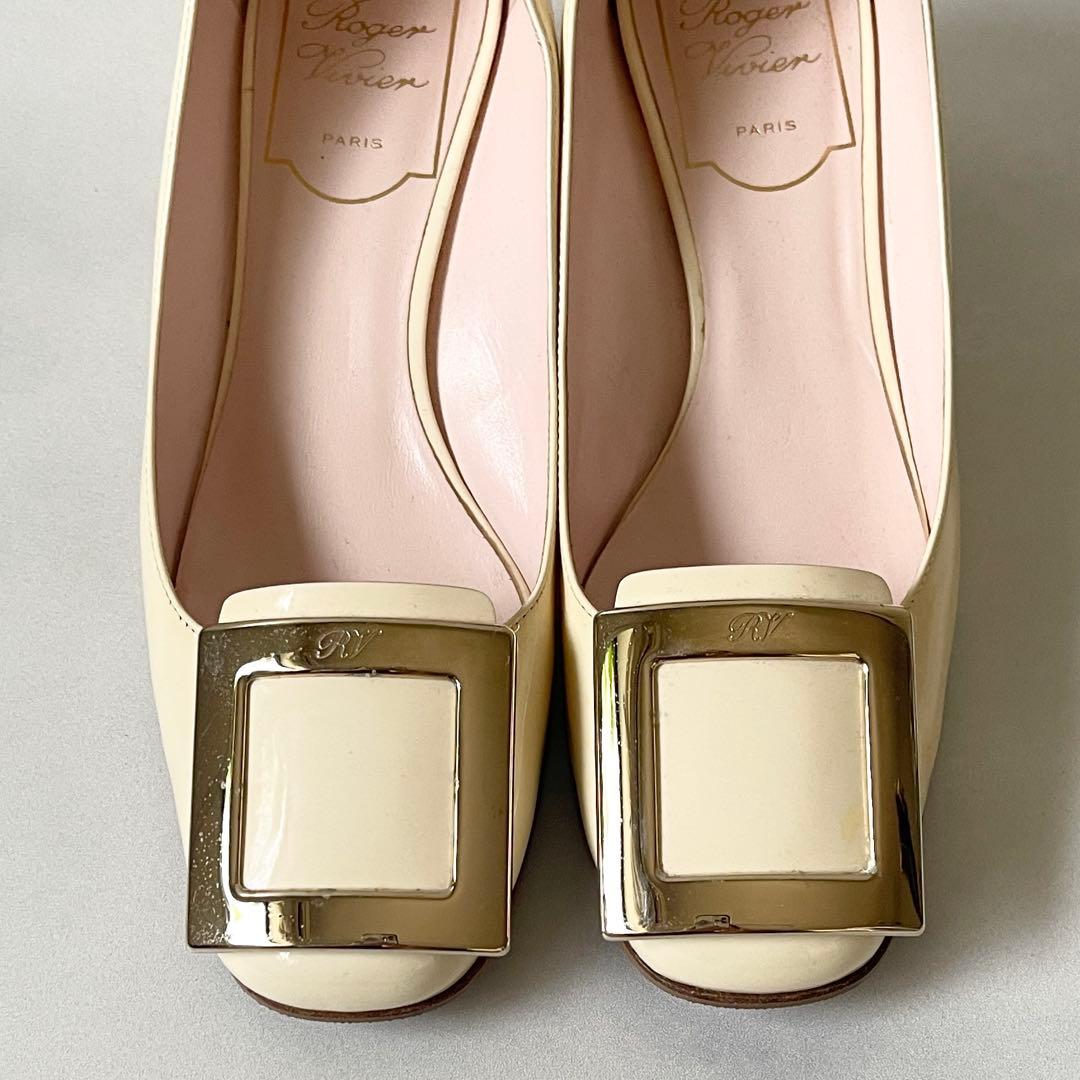 ロジェヴィヴィエ パテント パンプス トレヴィヴィエ チャンキーヒール35.5