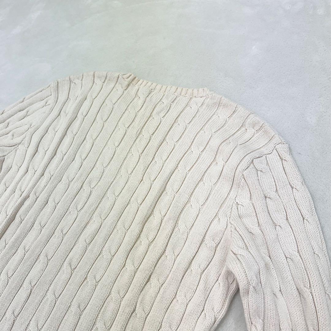 未使用級✨ポロラルフローレン　ケーブルニット　アイボリー　レディースLサイズ