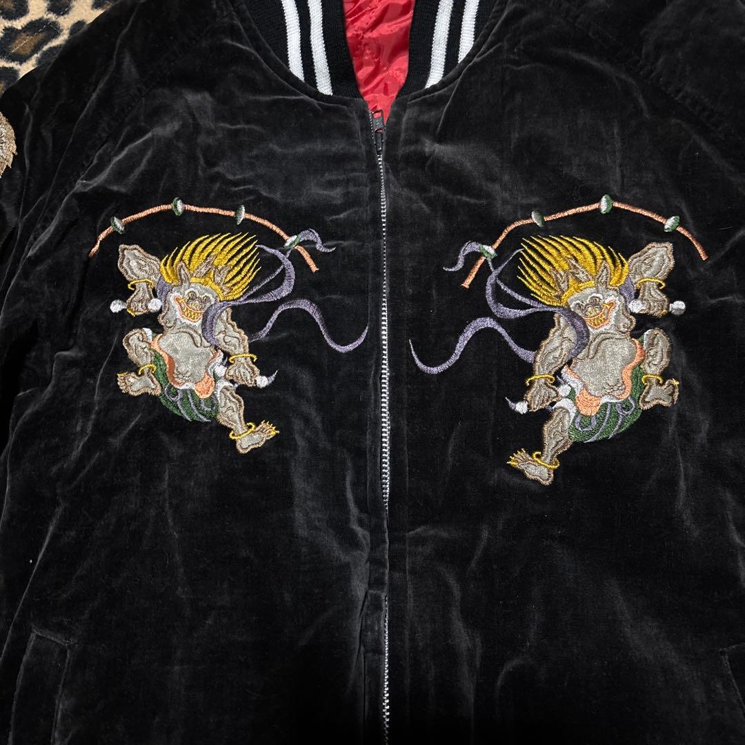 スカジャン　雷神　ベロア生地