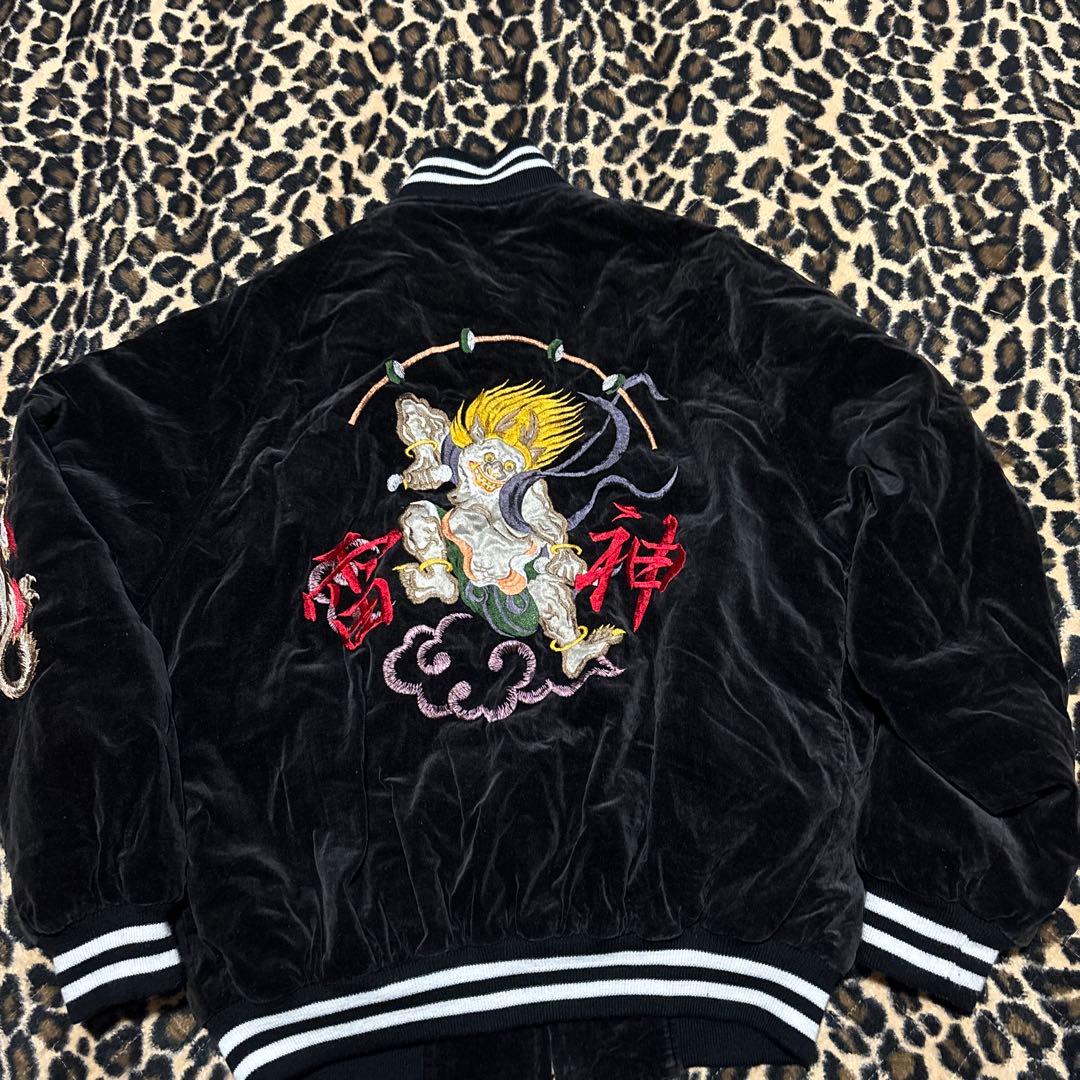 スカジャン　雷神　ベロア生地